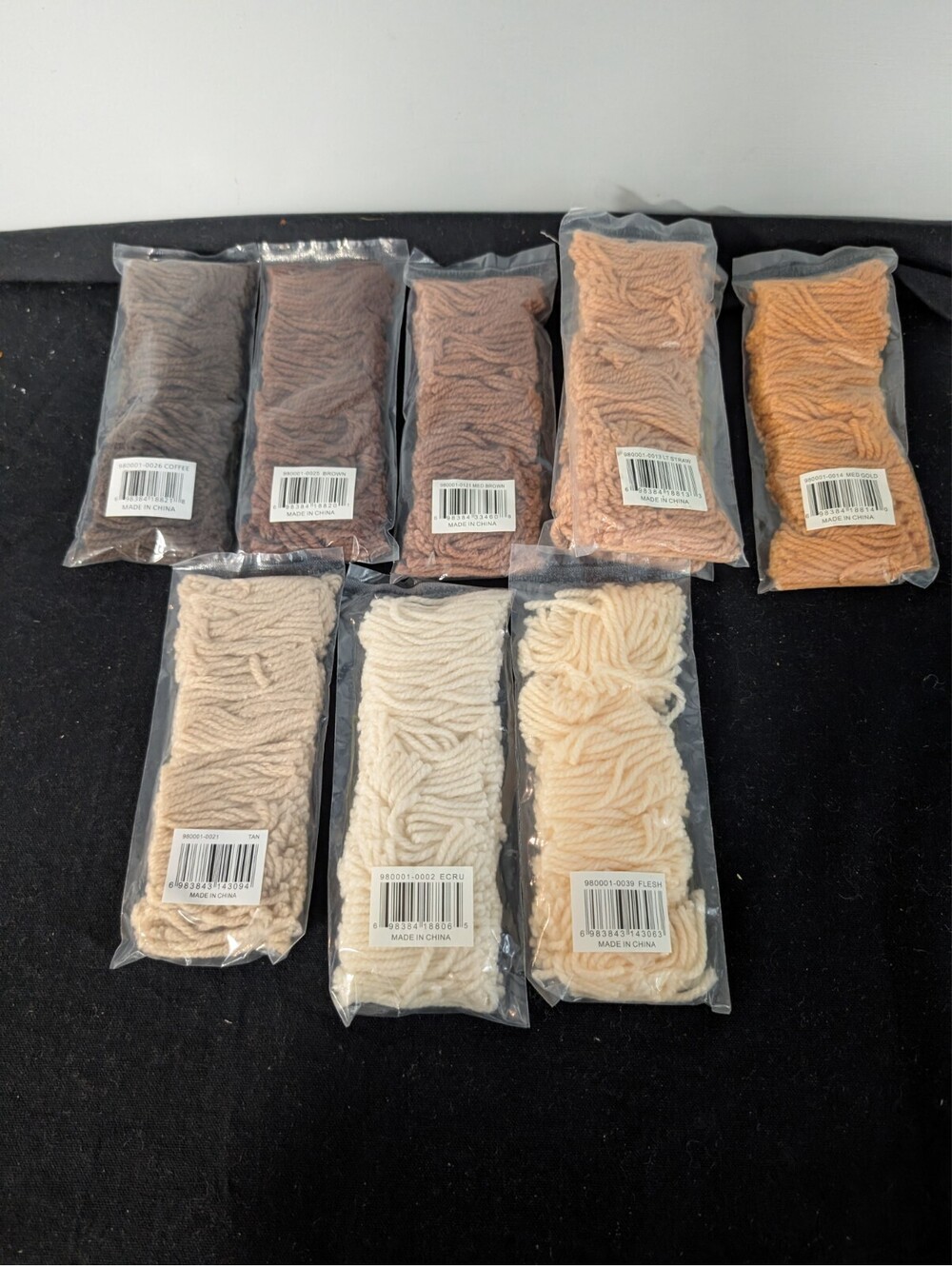 8 Packs Sunrise Latch Hook Rug Yarn Brown Tan Neutral Pre-Cut Acrylic Bundles